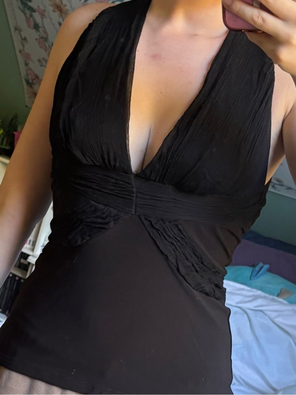 Black Plunging V-Neck Women's Camisole